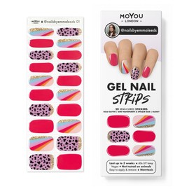 MOYOU LONDON Semi Cured Gel Nail Strips Flower 20 Pcs. UV Gel Nail Wraps for Salon-Quality Manicure, Easy to Apply, Trim, & Remove