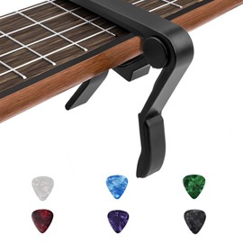 NIYATA Capo for Classical Guitar Capo for Electric Guitar with 6 Picks for Classical and Electric Guitars Ukulele Black