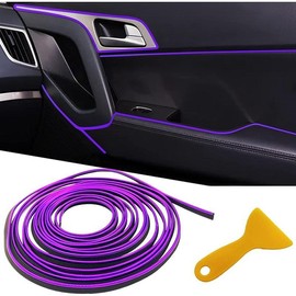 Car Interior Trim Strips,Universal 9.8 ft Car Electroplating Decoration Styling Door Dashboard, Flexible Interior Trim Accessories with Installing Tool(Blue) full seat - Color: Purple, Size: 9.8FT