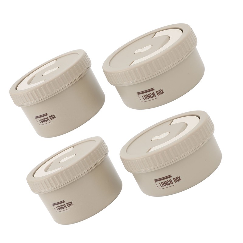 Bento Box Round Lunch Box Coffee Brown Stainless Steel Leakage