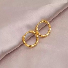 18K Gold Plated Twisted Hoop Earrings | Hypoallergenic and Stainless Steel | Affordable High-End Jewellery For Women
