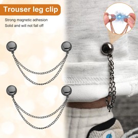 4pcs Multi-Function Magnetic Clothing Clips, Zinc Alloy Magnet Clothing Clips Magnetic Buttons for Clothing Stylish Magnetic Clothing Clips with Chain for Clothes Pants Shirts (Gun Black)