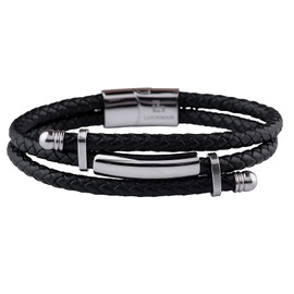 LUCKMAN Brazalete Hombre con Dijes, Pulsera de Acero Inoxidable y Cuero Piel Vegana con Broche Magnético – Joyería y Accesorios para Hombre, Regalos para Hombre Cumpleaños y Navidad, Regalos para Papá Originales, Modelo Ryan