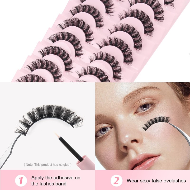 Parriparri Russian False Eyelashes, Russian Strip Lashes, D Curl, Artificial