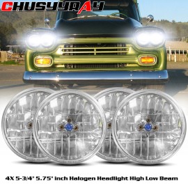 CHUSYYRAY DOT For Chevy 3100 Truck 1958 1959 4PCS 5.75" Round Headlights High Low Beam