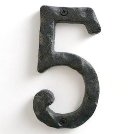 NACH Rustic Cast Iron Black House Numbers for Outside, Rust Resistant Metal House Numbers, Home Address Numbers for Outside, Metal Mailbox Numbers for Outside, 5.5 inch Numbers, 5, JS-RUSTICNUMBER-5