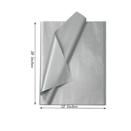 Ueerdand Gift Wrapping Tissue Paper for Packaging 105 Sheets Single-Sided Metallic Wrapping Craft Papers Bulk for DIY Artworks Flower Decoration (12 x 20 Inches, Silver)