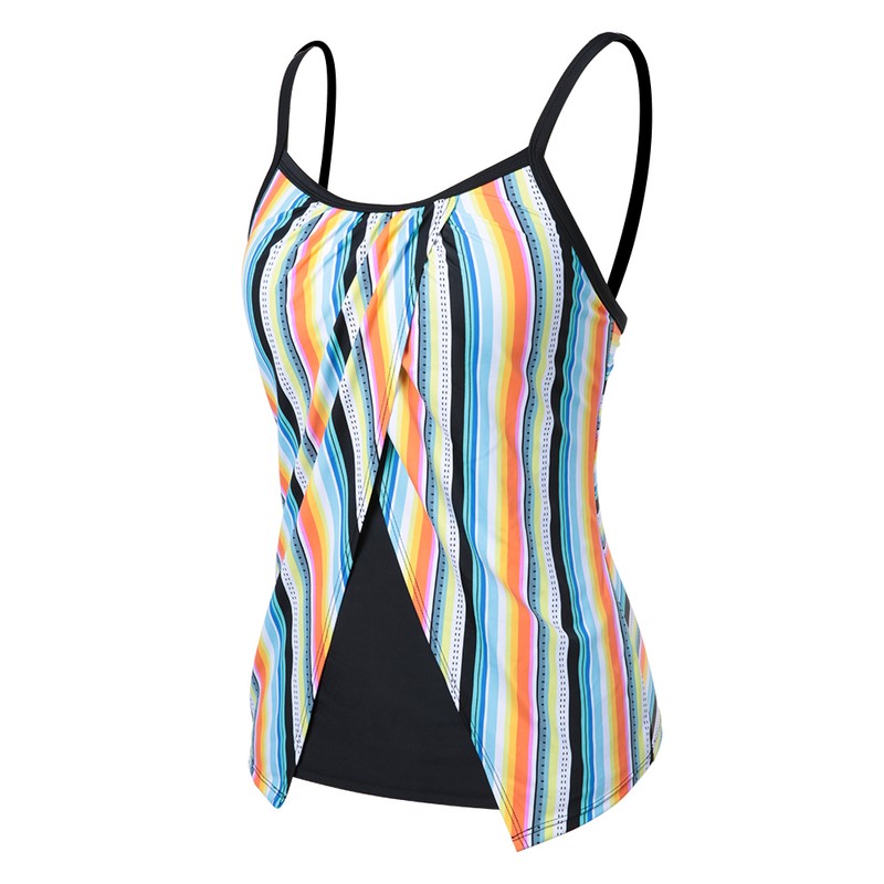 Fashionable Women Surf Clothing Rainbow Striped Sling Single Piece Set