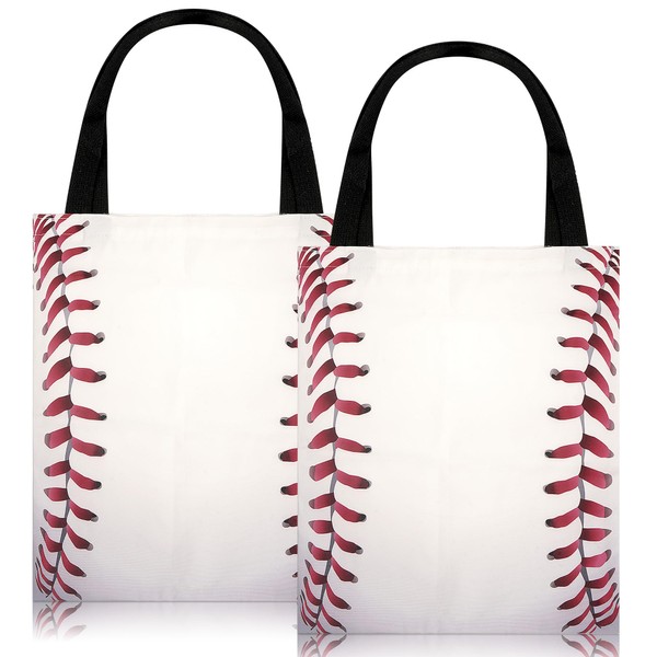 Linkidea 2 Pack Baseball Gift Bags with Handles, Reusable Cotton