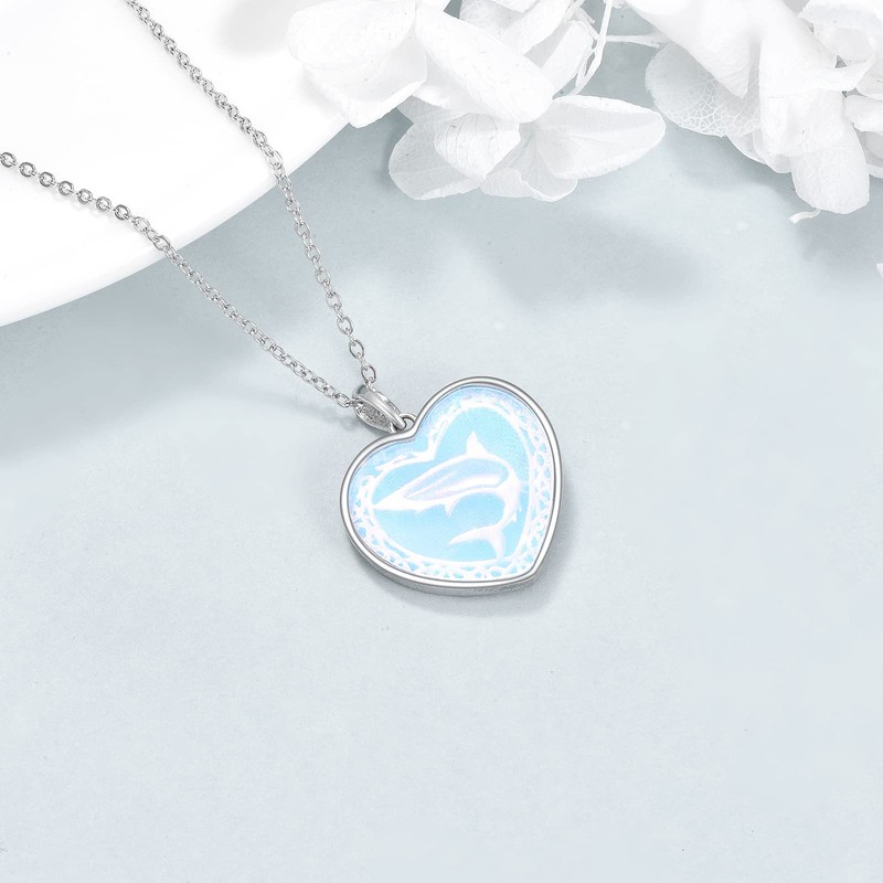 LUHE Shark Necklace Gifts Sterling Silver Moonstone Irish Celtic Knot