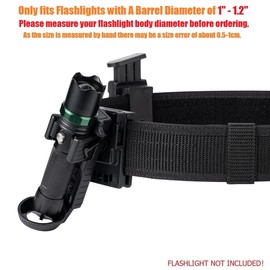 TACNEX Quick Release Flashlight Holder w/MOLLE Vest Clip Tactical Torch Holster Carrier Rotatable Light Carry Case Stand fit 1"-1.2" Diameter Flashlight for Police Leo Security Military Patrol