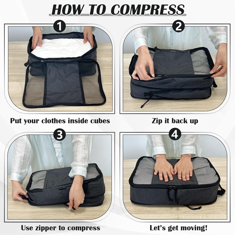 Extra Large Compression Packing Cubes for Travel Essentials, 2 Set