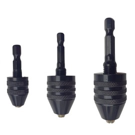 3 Pcs Keyless Drill Chuck Set, for 0.3-3.6mm 0.3-6.5mm 0.3-8mm Bit, 1/4 Inch Hex Shank Chuck Conversion Adapter for Air Screw Driver Manul Drill