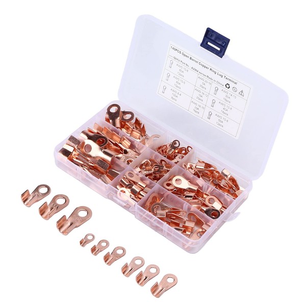 140pcs Open Barrel Wire Crimp Terminals Copper Lug Connector Set
