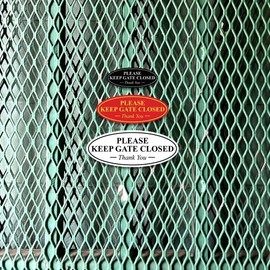 All Quality Oval Please Keep GATE Closed Thank You Sign - Black Large (2 Pack)