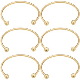 Beebeecraft 6Pcs 18K Gold Plated Brass Cuff Bangle Findings Open Bangle Bracelets with Screw Beads Half Open Cuff for DIY Jewelry Making