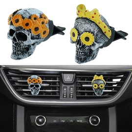 Bashineng Skull Car Air Vent Air Freshener Sunflower Daisy Decorative Dashboard Cute Cool Funny Car Truck Interior Accessories 2 pcs