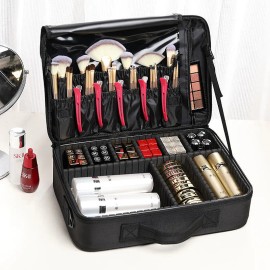 Estuche De Maquillaje Profesional Viaje Divisores Xl Negro Negro
