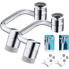Aireador extensor de llave giratorio universal de 1080°, 2 paquetes de llave universal de latón macizo, accesorio de fregadero de aireador de llave giratorio de gran ángulo 1080, rociador de doble función de 2 flujos