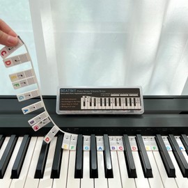 BEATBIT BEATBIT Piano Notes Guide for Beginner, Removable Piano Keyboard Note Labels for Learning, 88-Key Full Size, Made of Silicone, No Need Stickers, Reusable and Comes with Box (Rainbow Colors