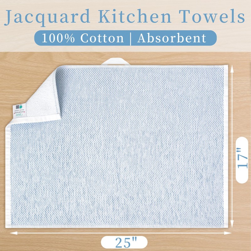 VOOVA & MOVAS Kitchen Towels Set, 6PC 17"x25", 100% Cotton