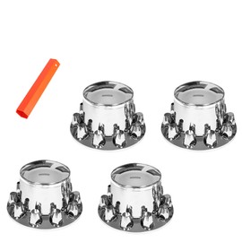 YSMN Chrome Plastic Rear Axle Hub Cover Kit for 22.5 in. and 24.5 in. Semi-Trailer Wheels 33mm Screw-on Nut Covers
