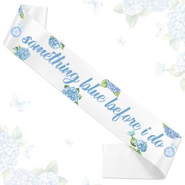 kreat4joy Something Blue Before I Do Decoration Sash, Blue Hydrangea Bridal Shower Decoration Sash for Woman Girl Blue Flower Chinoiserie Bridal Shower Bachelorette Decoration