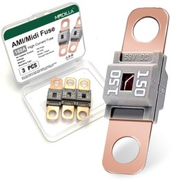 AMI/Midi Car Fuses 150 Amp High Current Fuse Bolt-on Fuse 150 A for Cars, Buses, Trucks, Construction Vehicles, Caravans, Passenger Cars, Electrocar Golf Cart (Pack of 3)