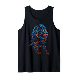 Futuristic Tech Lion, Blue and Orange Circuit Art Tank Top