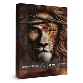 Jesus Christ Puzzle for Adults 1000 Piece, Christian Religious Jigsaw Puzzle, Animal Lion Puzzle for Home Decor