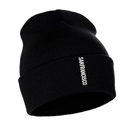 Daxton Vertical USA Cities Cuffed Beanie Winter Knit Hat Skully Cap, San Francisco Black White