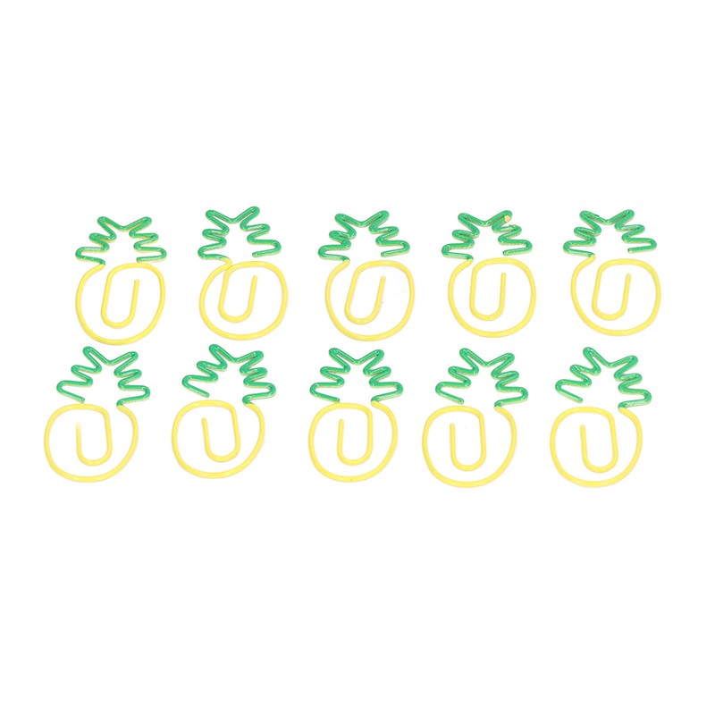 100pcs Metallic Paper Clips Green Yellow Ananas Shape Electroplating Process