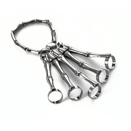 Daiilg 1 Piece Skeleton Hand Bone Versatile Five-Finger Ring Bracelet Adjustable Chain Fashion Punk