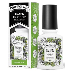 Poo-Pourri Before-You-Go Toilet Spray, Bamboo Rain, 2 Fl Oz, Up to 100 Uses, Bathroom Odor Deodorizer with Essential Oils for Home or Work, Travel Essentials, TSA Approved Size, Bamboo & Fresh Grass