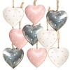 Logbuch-Verlag 9 Herzen mit Schnur zum Aufhängen rosa Silber weiß