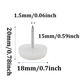 bociloy 100Pcs 5/8" Dia. Nylon Slider Glides Nail-on Furniture Table Chair Sofa Feet Leg Skid Tile Floor Protector Pad, Easy Moving Furniture Sliders, Anti-Scratch Floor Protectors (White)