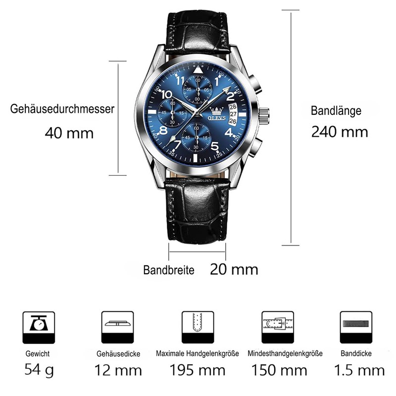 OLEVS Fashion Luminous Men's Watch, Large Dial Multi Chronograph Watch