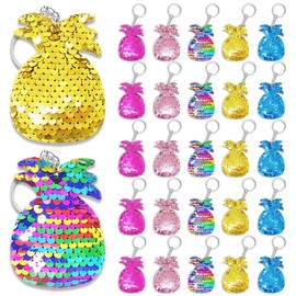 CiciBear 25 Pack Pineapple Sequin Keychains for Party Favors, Kids and Adults Birthday Gift, Baby Shower, Party, 5 Colors