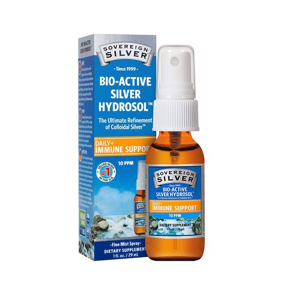 Sovereign Silver Bio-Active Silver Hydrosol for Immune Support - 10 ppm, 1oz (29mL) - Travel Size Fine Mist Spray