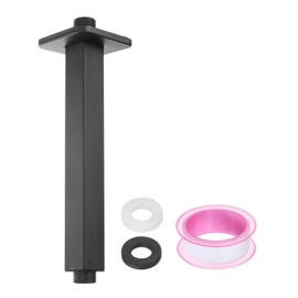sourcing map Shower Head Extension Arm with Square Flange 235mm(9.3") Length Stainless Steel Shower Head Extender Straight Pipe Fitting Pipe Extension for Bathroom, Matte Black