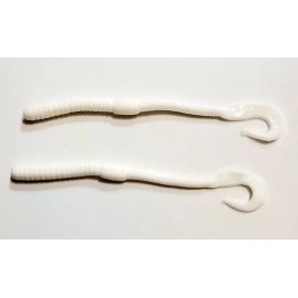 TA-DA  worms Curl Tail Fishing Worms White   Soft Plastic Baits 6"  10- Pack - Unscented