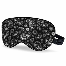 VNWOALU Vnwoalu Big Oval Sleep Eye Mask Paisley Black White Floral Men Women Sleep Mask with Adjustable Strap Eye Cover Eye Shade for Travel, Nap,Meditation