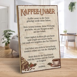 ARTFAVES® Wooden Sign with Saying "Kaffee-Unser | Shabby Chic Vintage Sign | Decorative Gift for Coffee Decoration, Funny Sayings | Size: 19 x 28 cm