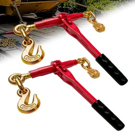 FITHOIST Ratchet Chain Binders 5/16'' - 3/8'' | 2-Pack Load Binders w/Clevis Hooks | 5,400 Lbs Working Load | Compatible with G43, G70 & G80 Chains | Secure Tie Down Binder for Hauling and Towing
