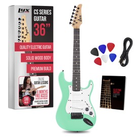 LyxPro CS 36” Electric Guitar Kit for Beginner, Intermediate & Pro Players with Guitar, Amp Cable, 6 Picks & Learner’s Guide | Solid Wood Body, Volume/Tone Controls, 5-Way Pickup - Green