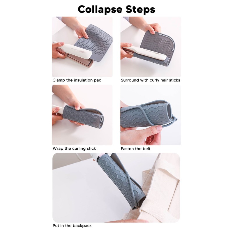 5Pcs Heat Resistant Silicone Mat Pouch for Curling Irons Hair
