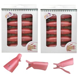 Pana 20 Pieces PINK Reusable Acrylic Nail Soak Treatment UV Gel Polish Remover Clip Cap Manicure Tool