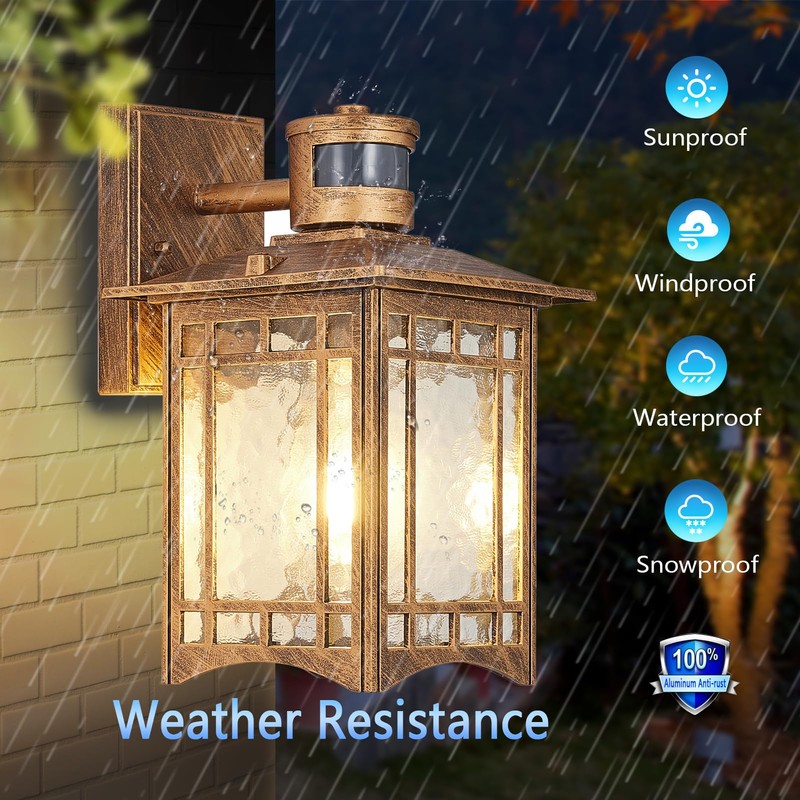 XANGQAN 2 Pack Brown Motion Sensor Outdoor Lights Wall Mount