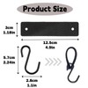 WLICCHS Pack of 4 S Hooks Black with Leather Loop,
