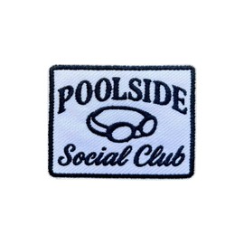 SEWOPEW Pool Side Social Club Patch Iron On Embroidery Patch for Backpacks Hats Jeans Bags, Size 3" Sewing Patches, Summer Sport Lover Appliques for Clothes, Embroidery Patches, Funny Gift for Swimmer